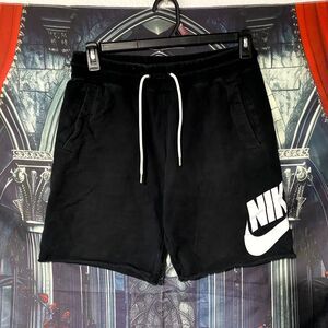 Nike Club Alumni Athletic Shorts Men M Black Cotton Drawstring Swoosh Sportswear